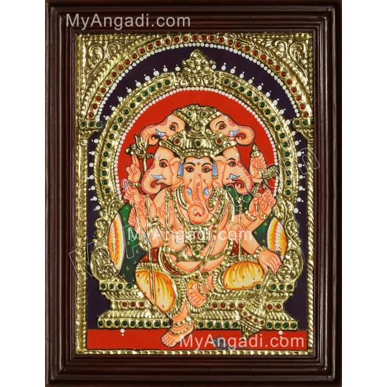 Panchamuga Ganesha Tanjore Painting