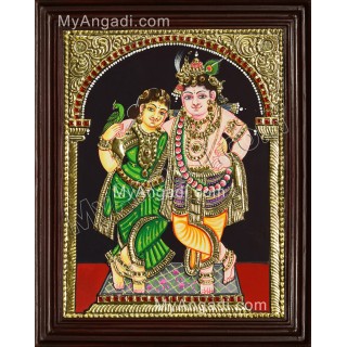 Krishna Rukmani Tanjore Painting