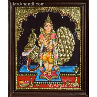 Murugan with Peacock Tanjore Painting