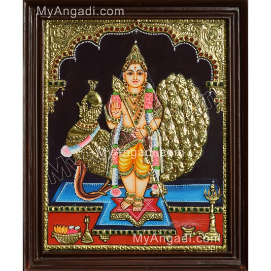 Murugan with Peacock Tanjore Painting Murugan with Peacock Tanjore Painting