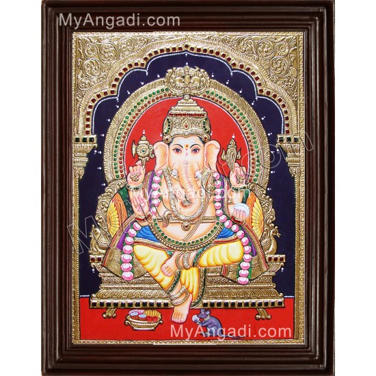 Yellow Dhoti Ganesha Tanjore Painting Yellow Dhoti Ganesha Tanjore Painting