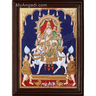 Pradosham Shiva Parvathi in Nandhi Tanjore Painting