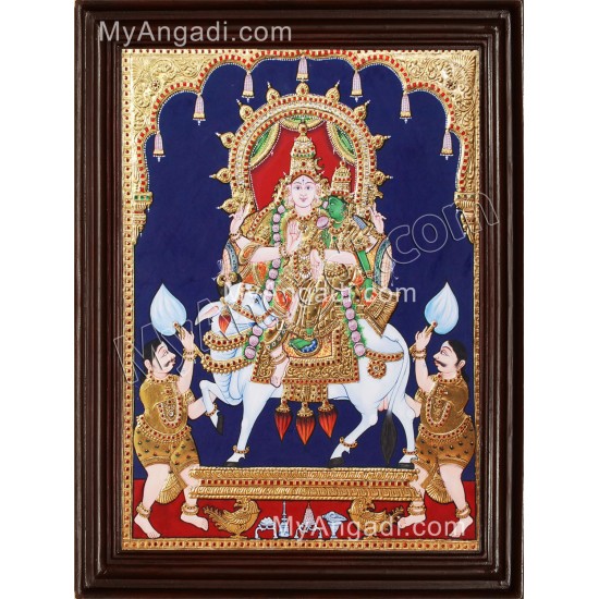 Pradosham Shiva Parvathi in Nandhi Tanjore Painting