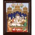 Krishna with Bama and Rukmani Tanjore Painting