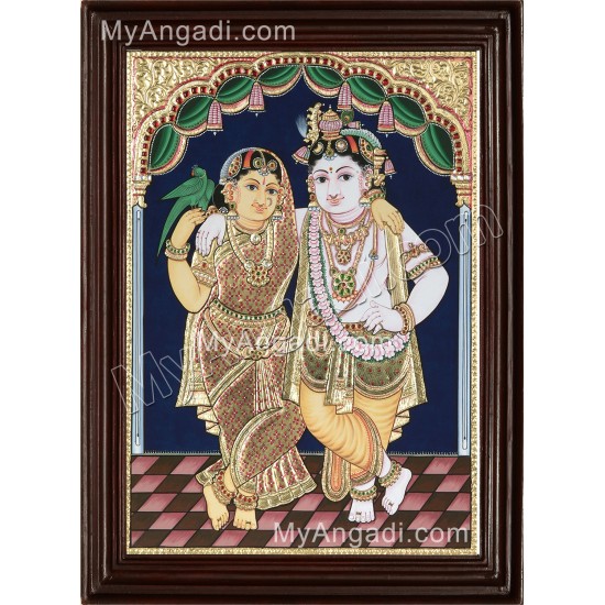 Krishna with Rukmani Tanjore Painting