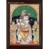 Krishna with Bama and Rukmani Tanjore Painting