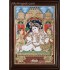 Krishna with Bama and Rukmani Tanjore Painting