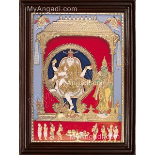 Natarajar with Sivagama sundari Tanjore Painting