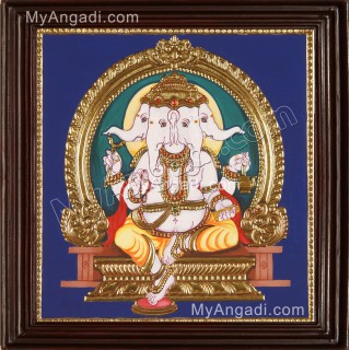 Pancha muga Ganesha Tanjore Painting