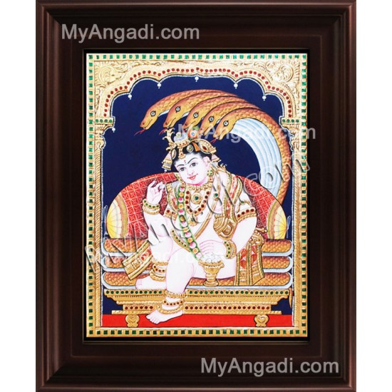 Naga Krishna Tanjore Painting, Krishna Tanjore Painting