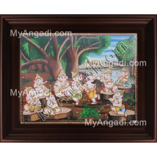 Nava Vinayakar Tanjore Painting, Ganesha Tanjore Painting