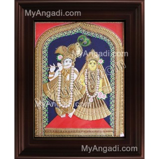 North Indian Krishna Radha Tanjore Painting, Radha Krishna Tanjore Painting