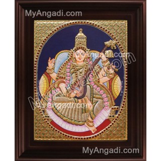 Oval Saraswathi Tanjore Painting, Traditional Saraswathi Tanjore Painting