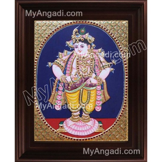 Oval Vitoba Krishna Tanjore Painting, Krishna Tanjore Painting