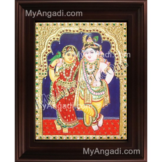 Rukmani Krishna Tanjore Painting, Krishna Tanjore Painting