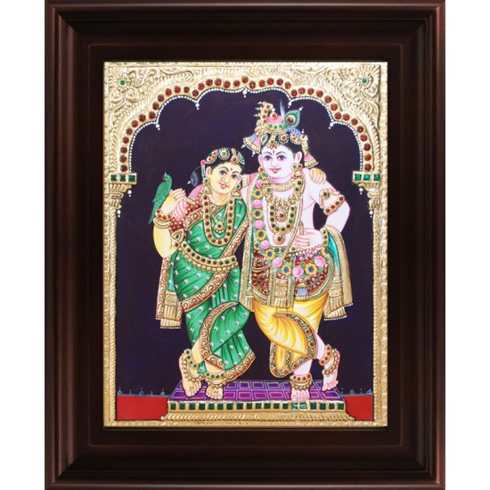 Rukmani Krishna Tanjore Painting, Krishna Tanjore Painting