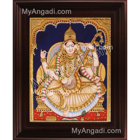 Saraswathi Tanjore Painting, Traditional Saraswathi Tanjore Painting Saraswathi Tanjore Painting, Traditional Saraswathi Tanjore Painting