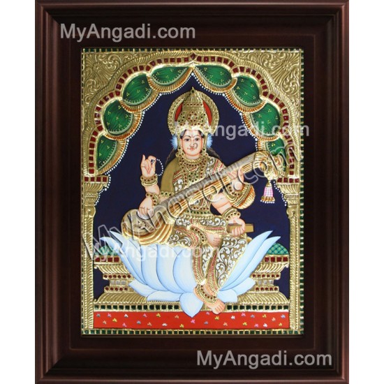 Saraswathi Tanjore Painting, Traditional Saraswathi Tanjore Painting Saraswathi Tanjore Painting, Traditional Saraswathi Tanjore Painting