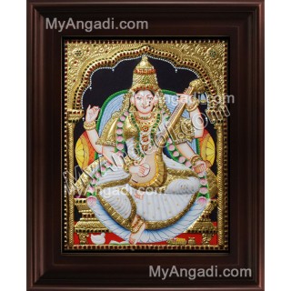 Saraswathi Tanjore Painting, Traditional Saraswathi Tanjore Painting