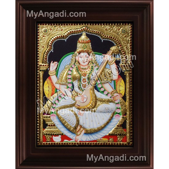 Saraswathi Tanjore Painting, Traditional Saraswathi Tanjore Painting Saraswathi Tanjore Painting, Traditional Saraswathi Tanjore Painting