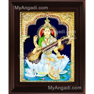 Saraswathi Tanjore Painting, Traditional Saraswathi Tanjore Painting