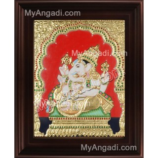 Side Face Ganesha Tanjore Painting, Ganesha Tanjore Painting