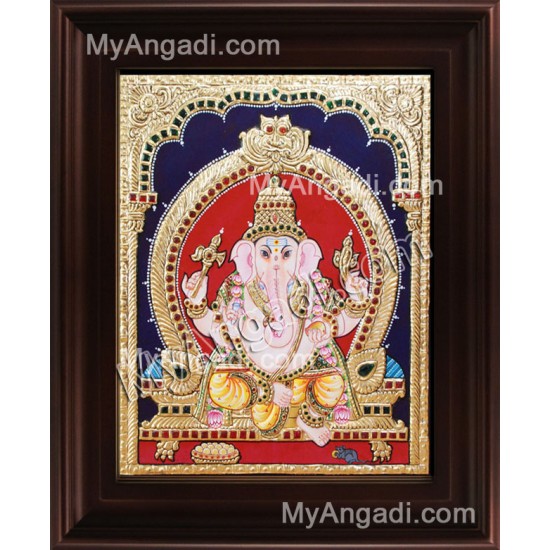 Straight Face Ganesha Tanjore Painting, Ganesha Tanjore Painting Straight Face Ganesha Tanjore Painting, Ganesha Tanjore Painting