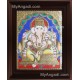 Straight Face Ganesha Tanjore Painting, Ganesha Tanjore Painting