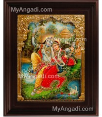 Swinging Radha Krishna Tanjore Painting, Krishna Tanjore Painting Swinging Radha Krishna Tanjore Painting, Krishna Tanjore Painting
