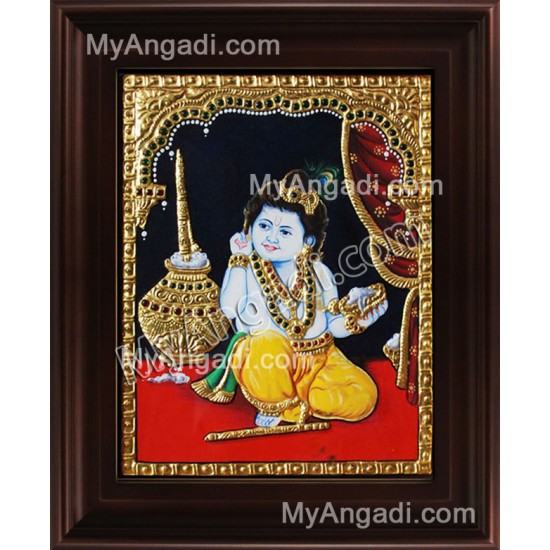 Vennai Thali Krishna Tanjore Painting, Krishna Tanjore Painting