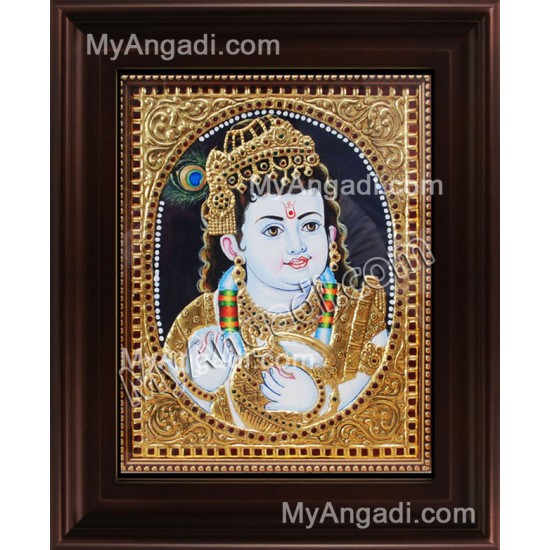 Vennai Thali Krishna Tanjore Painting, Krishna Tanjore Painting