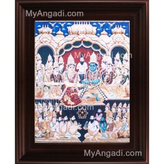 Vishnu Kalayanam Tanjore Painting, Vishnu Lakshmi Tanjore Painting