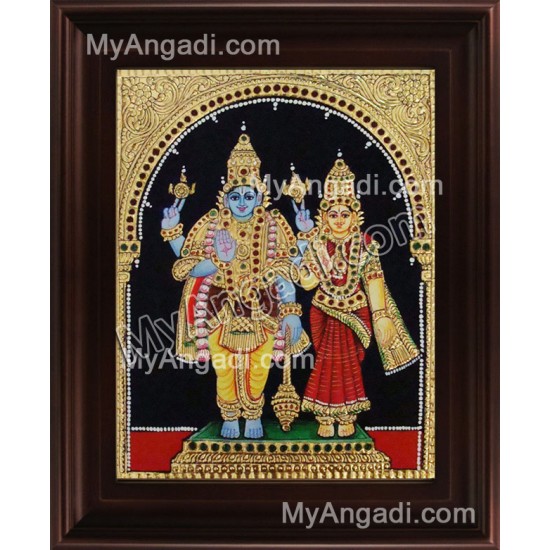 Vishnu Lakshmi Tanjore Painting, Vishnu Lakshmi Tanjore Painting