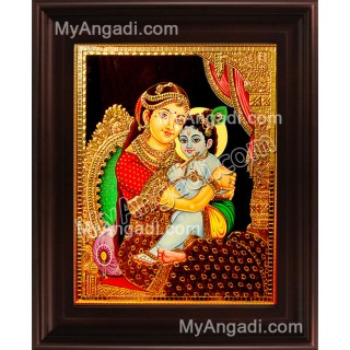 Yasodha Krishna Mother Tanjore Painting, Krishna Tanjore Painting