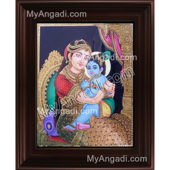 Yasodha Krishna Tanjore Painting, Krishna Tanjore Painting Yasodha Krishna Tanjore Painting, Krishna Tanjore Painting