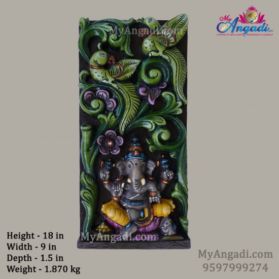 Vagai Wood Ganesha Wall Panel Vagai Wood Ganesha Wall Panel
