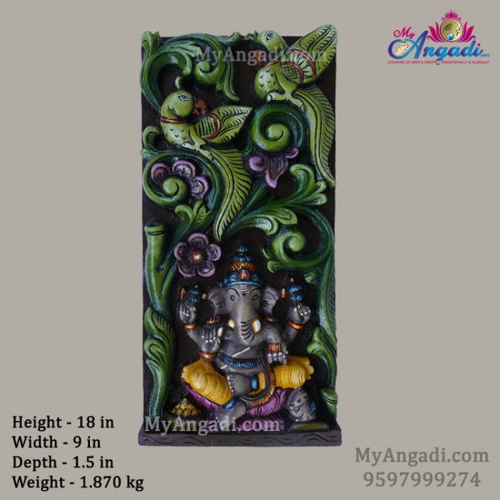 Vagai Wood Ganesha Wall Panel