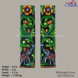 Vagai Wood Elephant Floral Wall Panel