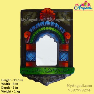 Vagai Wood Jharokha Decorative Hand Mirror