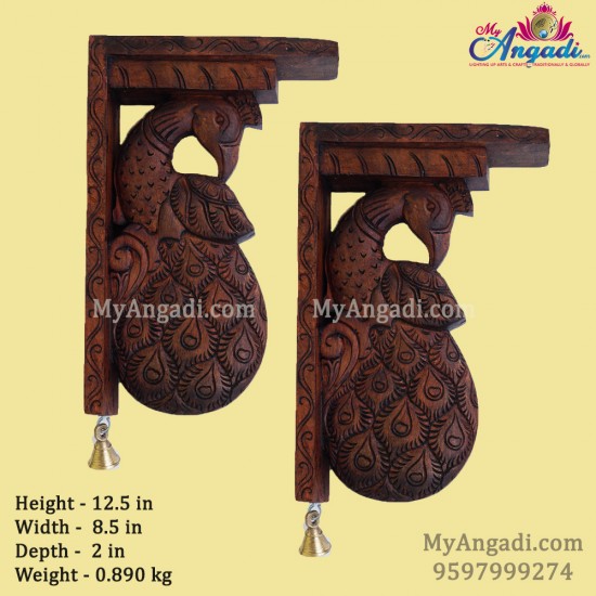 Vagai Wood Peacock Wall Brackets