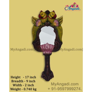 Vagai Wood Decorative Parror Wall Decor Mirror/Hand Mirror