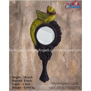 Vagai Wood Decorative Peacock Wall Decor Mirror/Hand Mirror