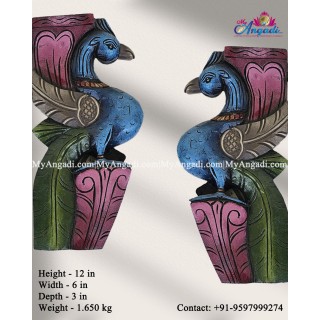 Vagai Wood Parrot Wooden Wall Brackets
