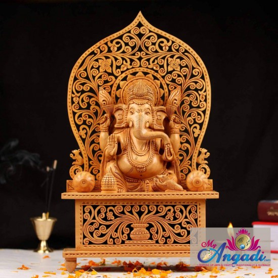 Ganesha Sitting - Wooden Statue